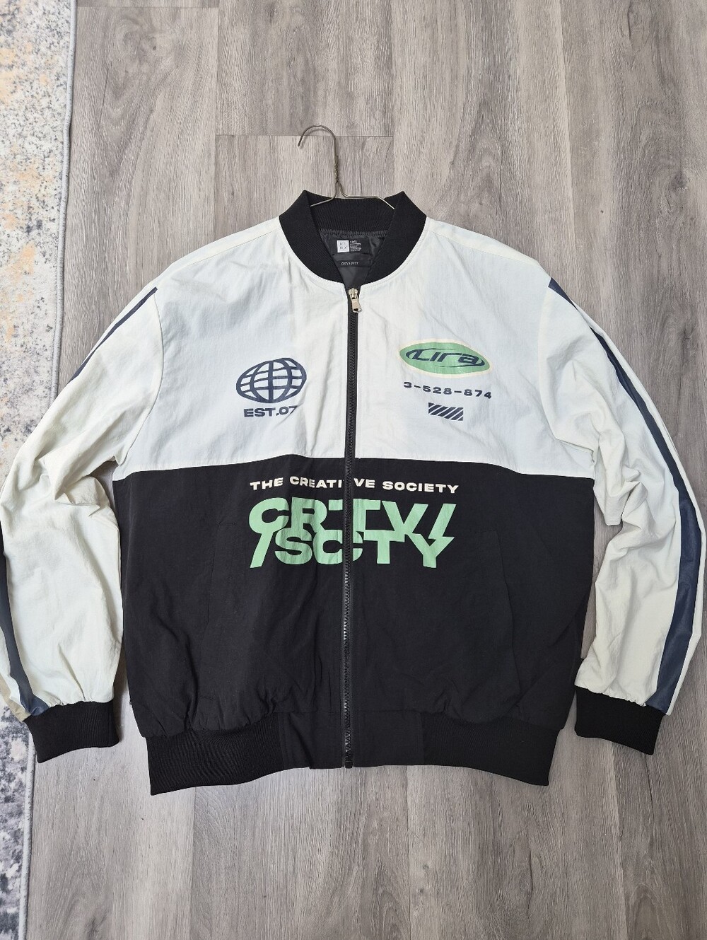 The Creative Society Black & White Bomber Jacket Size SMALL